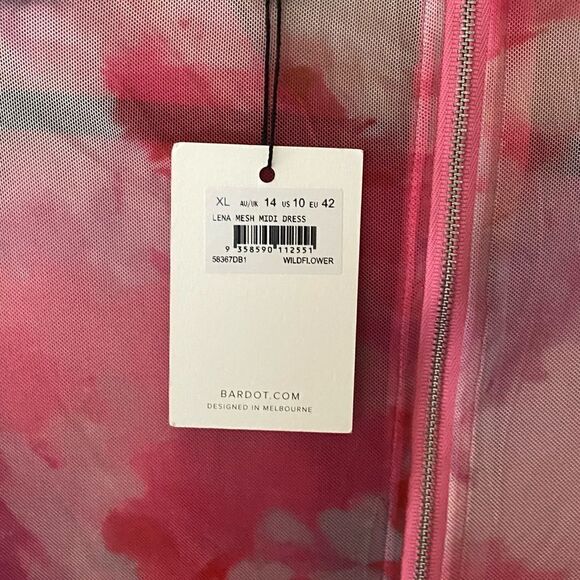 BARDOT Lena corset Mesh Midi Dress In Wildflower print bodycon Revolve XL 10 - Picture 16 of 16